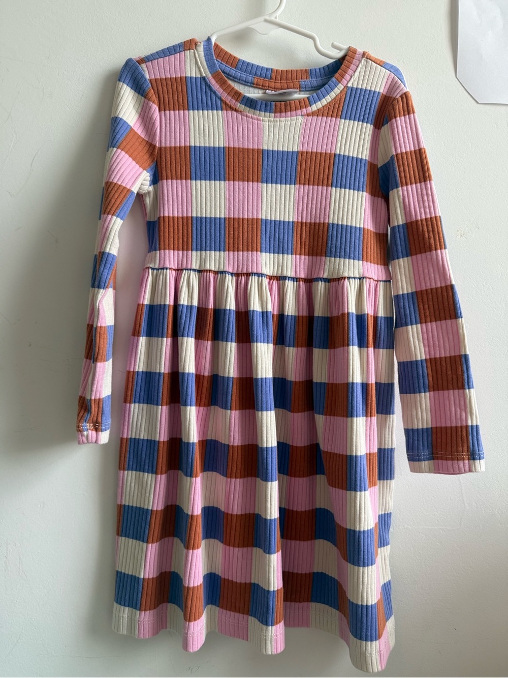 Hanna Anderson-Kids Long-Sleeve Plaid Dress - Pink, Blue & Brown-5